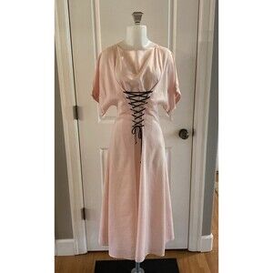 Marysia‎ Resort Pink Micro Check Dress   Lace Up Dress -Size XS